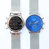 Men's Personalised Architect Motivator In Blue With Silver Mesh Strap - Modern Font Engraving