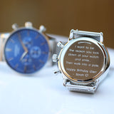 Men's Personalised Architect Motivator In Blue With Silver Mesh Strap - Modern Font Engraving