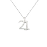 Silver 21th Birthday Cubic Zirconia Necklace www.urbanpizazz.co.uk