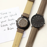 Men's Personalised Minimalist Watch With Urban Grey Strap - Handwriting Engraving