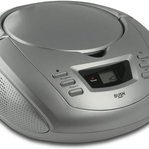 Bush Portable CD Player - Boombox Stereo FM Radio - Aux Silver LCD Display