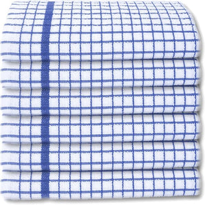 A & B TRADERS 100% Cotton Terry Towelling Tea Towels Pack of 6 - Blue