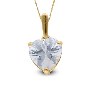 9ct Gold CZ Heart Pendant Necklace