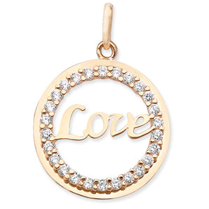 9ct Gold CZ Love Pendant Necklace