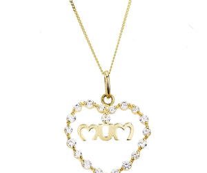 9ct Gold Mum Cubic Zirconia Pendant Necklace www.urbanpizazz.co.uk