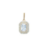 9ct Gold Oblong Halo CZ Pendant Necklace