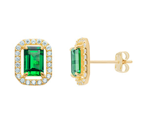 9ct Gold Cubic Zirconia Emerald Cut Earrings www.urbanpizazz.co.uk