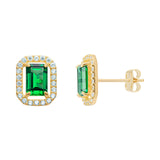 9ct Gold Cubic Zirconia Emerald Cut Earrings www.urbanpizazz.co.uk