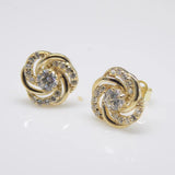 9ct Gold CZ Flower Knot Earrings