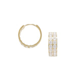 9ct Gold CZ Huggie Hoop Earrings