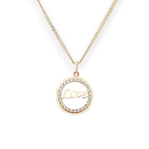 9ct Gold CZ Love Pendant Necklace