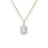 9ct Gold Oblong Halo CZ Pendant Necklace