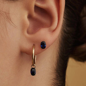 9ct Midnight Blue Oval Studs 