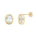 9ct Gold Oval CZ Stud Earrings