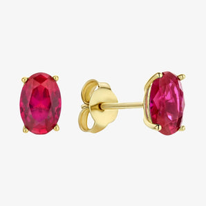 9ct Gold Ruby Oval Studs www.urbanpizazz.co.uk