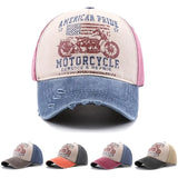 American Pride Motorcycle Distressed Baseball Cap