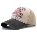 Grey American Pride Motorcycle Distressed Denim Baseball Cap