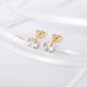 April Birthstone - Diamond CZ 9ct Gold Stud Earrings www.urbanpizazz.co.uk