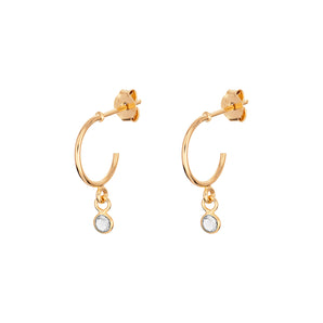 April Birthstone - Diamond CZ Gold Plated Hoop Earrings