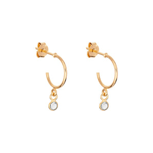 April Birthstone - Diamond CZ Gold Plated Hoop Earrings