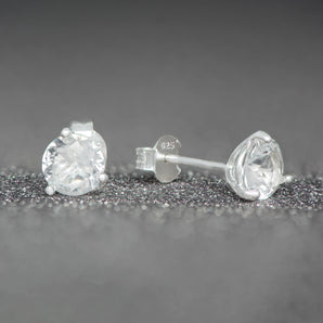 April Birthstone - Diamond CZ Silver Stud Earrings www.urbanpizazz.co.uk