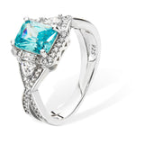 Aquamarine CZ Silver Ring