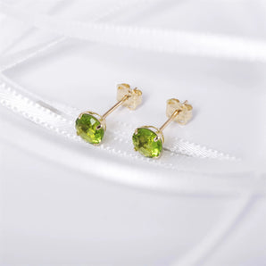 August Birthstone - Peridot CZ 9ct Gold Stud Earrings www.urbanpizazz.co.uk