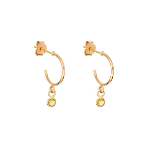 August Birthstone - Peridot CZ Gold Plated Hoop Earrings