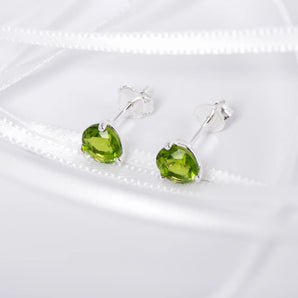 August Birthstone - Peridot CZ Silver Stud Earrings www.urbanpizazz.co.uk