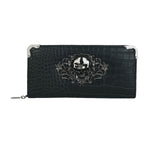 Black Regal Chic Skull and Crocodile Print Purse