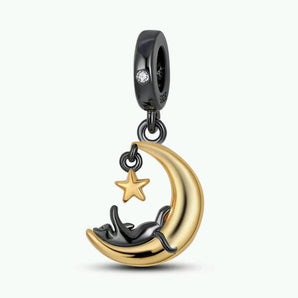 Black Stargazing Cat Charm www.urbanpizazz.co.uk