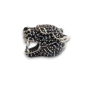 Black Panther Sterling Silver CZ Bead Charm