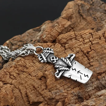 Norse Viking Broken Runes Sword Pendant Necklace