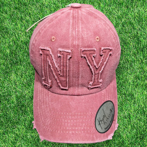 Burgundy NY New York Cotton Baseball Cap