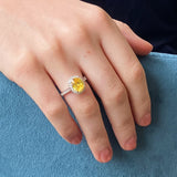 Yellow Topaz CZ Halo Silver Ring