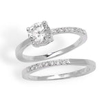 Classic CZ Silver Ring Set