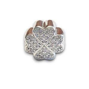 Clover Sterling Silver CZ Bead Charm