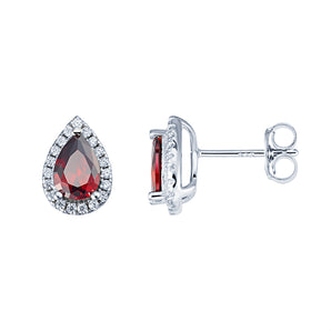 Teardrop Ruby CZ Silver Earrings