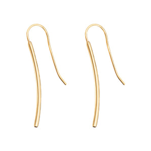 14ct Gold Plated Curved Hook Earrings, 925 Sterling Silver