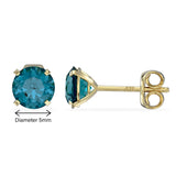 December Birthstone - Blue Topaz CZ 9ct Gold Stud Earrings www.urbanpizazz.co.uk