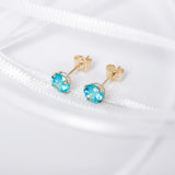 December Birthstone - Blue Topaz CZ 9ct Gold Stud Earrings www.urbanpizazz.co.uk