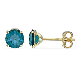 December Birthstone - Blue Topaz CZ 9ct Gold Stud Earrings www.urbanpizazz.co.uk