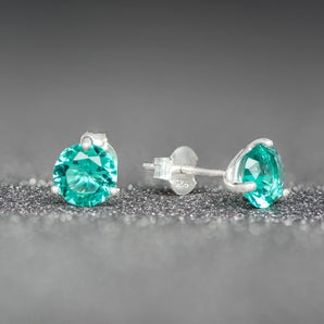 December Birthstone - Blue Topaz CZ Silver Stud Earrings www.urbanpizazz.co.uk