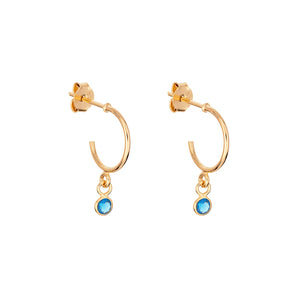 December Birthstone - Blue Topaz CZ Gold Plated Hoop Earrings