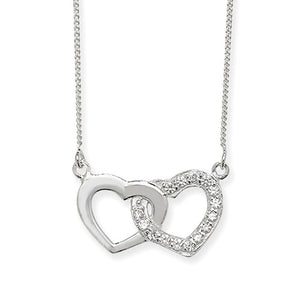 Double Heart Cubic Zirconia Silver Necklace