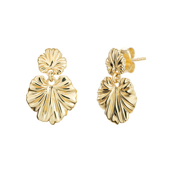 14ct Gold Plated Drop Leaf Earrings, 925 Sterling Silver