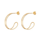 14ct Gold Plated Dual Looped Hoop Earrings, 925 Sterling Silver