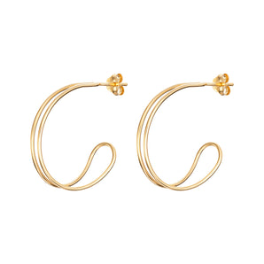 14ct Gold Plated Dual Looped Hoop Earrings, 925 Sterling Silver