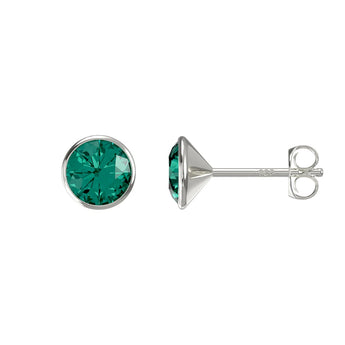 Emerald Cubic Zirconia Silver Stud Earring