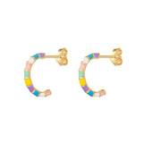 Enamel Rainbow 14ct Gold Plated Sterling Silver Hoop Earrings